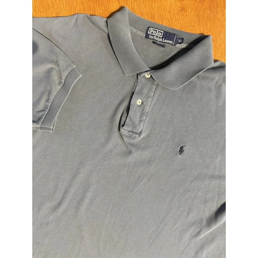 Vintage Polo by Ralph Lauren Polo Shirt‎ Men's XL Gray Short Sleeve Black Pony